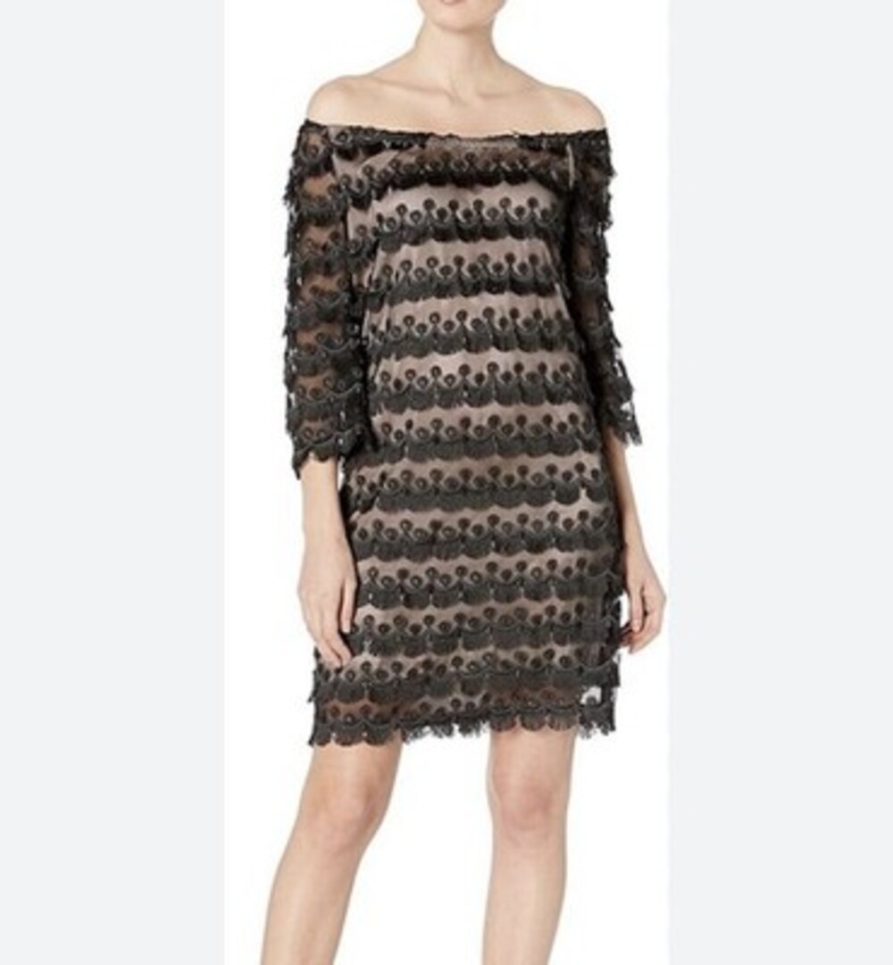 Trina Turk Rosaura Copacabana Black Lace Floral Cocktail Dress Women's Size 6